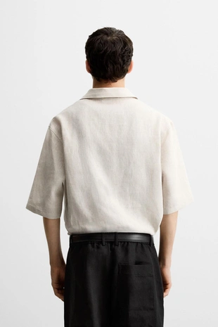 Рубашка-поло из 100% льна- Заказать в России