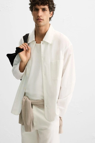 Рубашка из ткани в полоску- Заказать в России