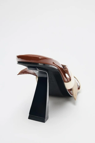 Асимметричные босоножки на каблуке- Заказать в России