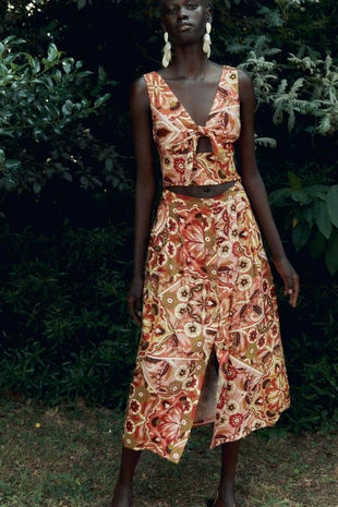 Миди-юбка с рустичным принтом- Заказать в России