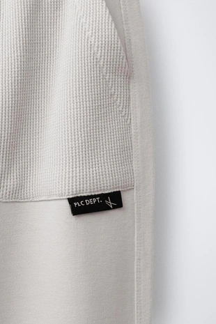 Комбинированные брюки-джоггеры из вафельной ткани