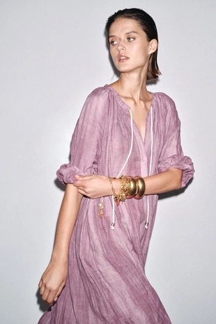 Платье-туника из льна с узором тай-дай — ZW COLLECTION- Заказать в России