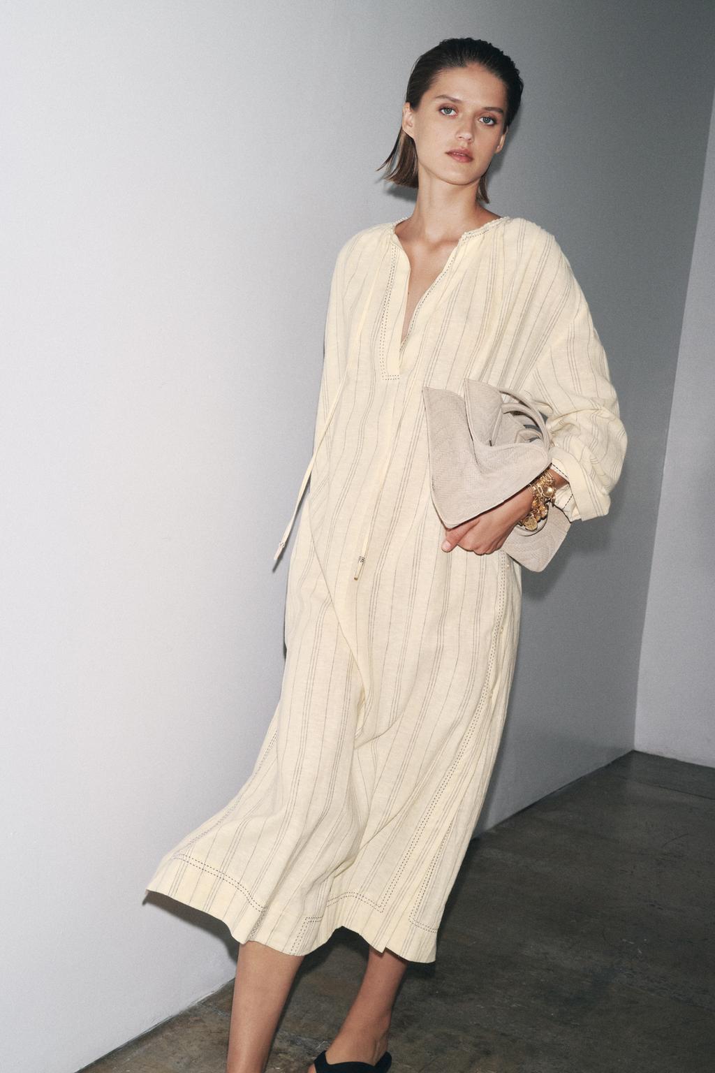 ПЛАТЬЕ-ТУНИКА В ПОЛОСКУ ИЗ СМЕСОВОГО ЛЬНА — ZW COLLECTION