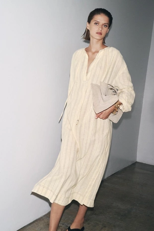 Платье-туника в полоску из смесового льна — ZW COLLECTION- Заказать в России