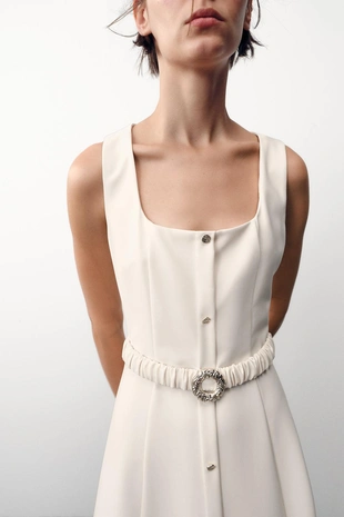 Платье-миди с поясом- Заказать в России