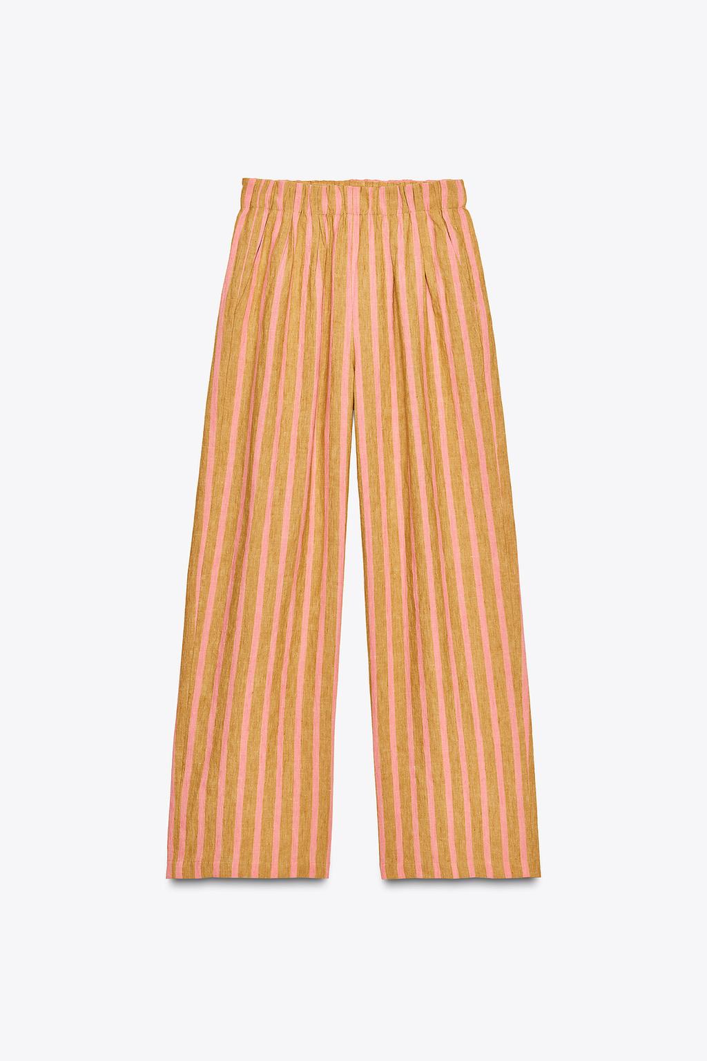 БРЮКИ ИЗ СМЕСОВОГО ЛЬНА В ПОЛОСКУ — ZW COLLECTION