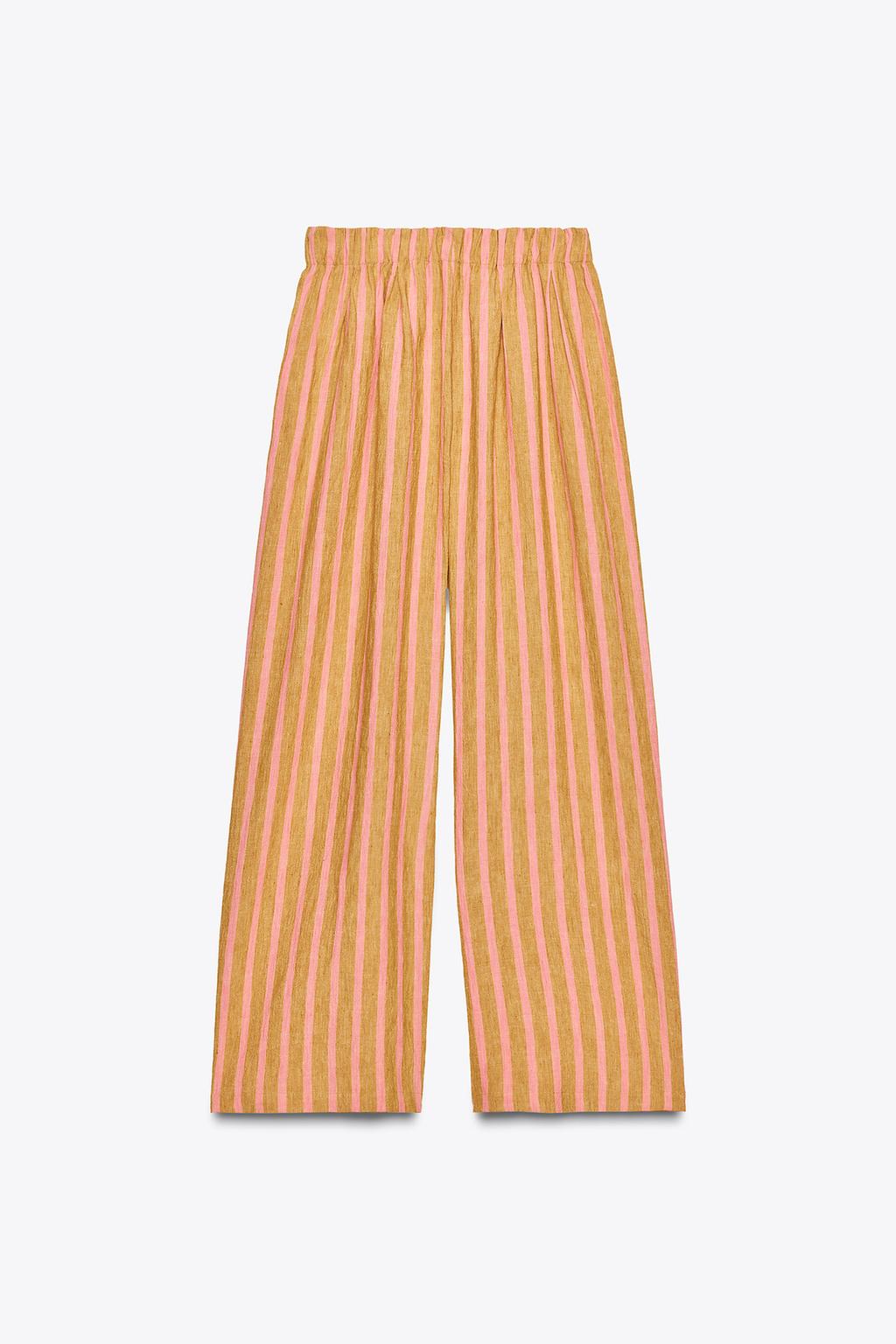 БРЮКИ ИЗ СМЕСОВОГО ЛЬНА В ПОЛОСКУ — ZW COLLECTION