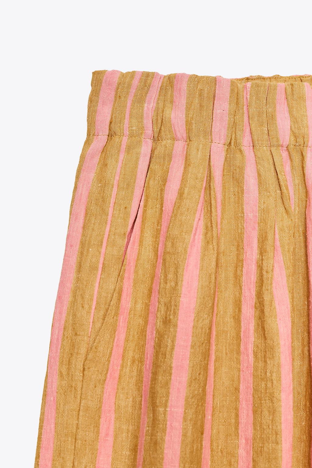 БРЮКИ ИЗ СМЕСОВОГО ЛЬНА В ПОЛОСКУ — ZW COLLECTION