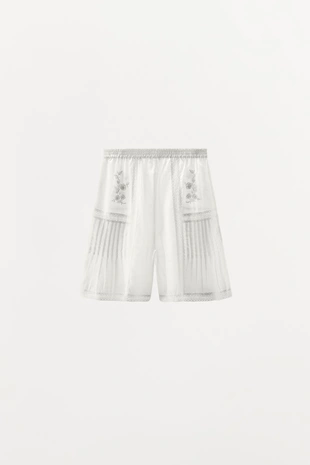 Бермуды с кружевной вышивкой LIMITED EDITION- Заказать в России