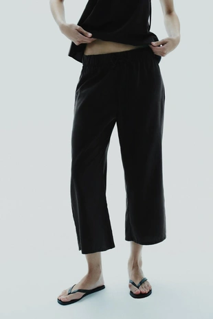 Black | 6929/250/800 - Zara Укороченные брюки из струящейся ткани