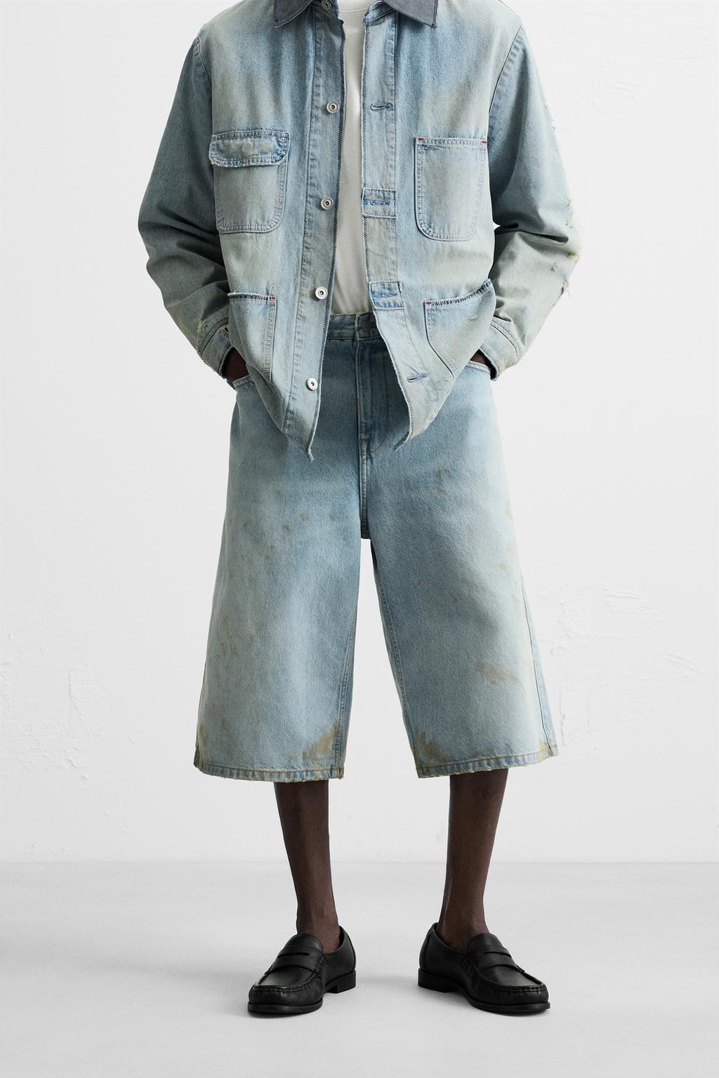 ДЖИНСОВЫЕ ШОРТЫ-БЕРМУДЫ BAGGY FIT В ВИНТАЖНОМ СТИЛЕ