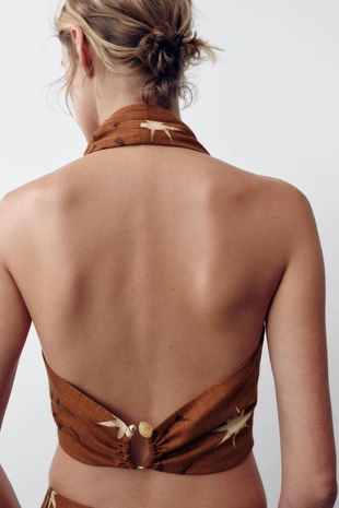 Топ из льна с принтом в виде солнца- Заказать в России