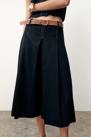 Длинные бермуды со складками и ремнем- Заказать в России