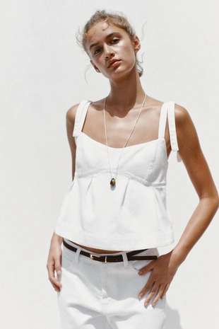 Джинсовый топ Z1975 на бретелях- Заказать в России