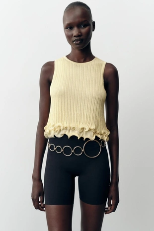 Трикотажный топ с волнистым низом- Заказать в России