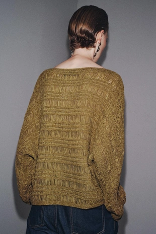 Вязаный джемпер с лентами- Заказать в России