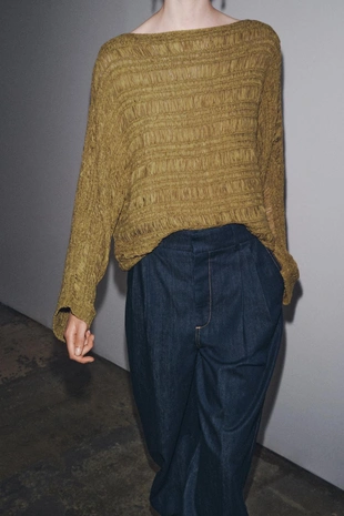 Вязаный джемпер с лентами- Заказать в России