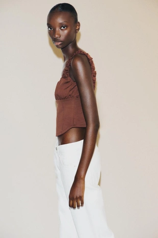 Комбинированный топ из ткани интерлок и поплина- Заказать в России