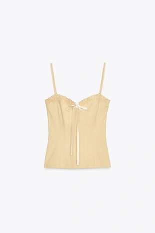 Эластичный топ с бантом- Заказать в России