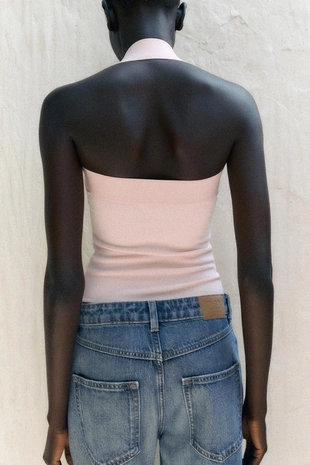 Эластичный топ с горловиной халтер- Заказать в России