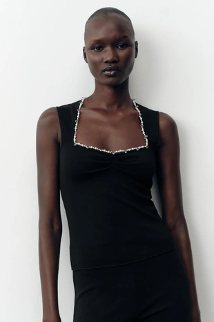 Эластичный топ с металлизированной нитью- Заказать в России