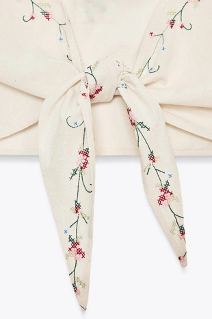 Топ халтер с вышивкой в виде цветов- Заказать в России