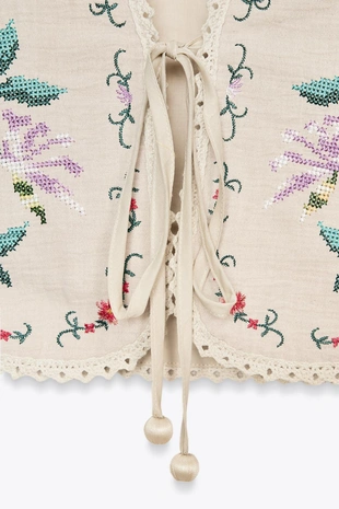 Хлопковый жилет с вышивкой «цветы»- Заказать в России