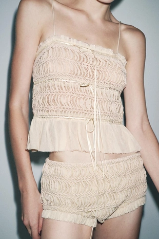 Комбинированный топ из тканевой структуры- Заказать в России