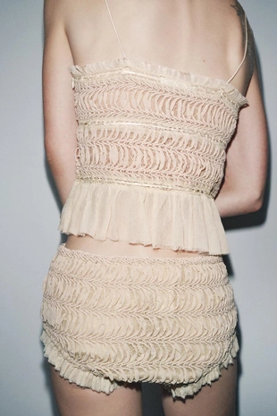 Комбинированный топ из тканевой структуры- Заказать в России