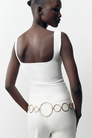 Топ из эластичной ткани с цветочной вышивкой