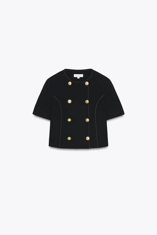 Блейзер с короткими рукавами и контрастной отделкой- Заказать в России