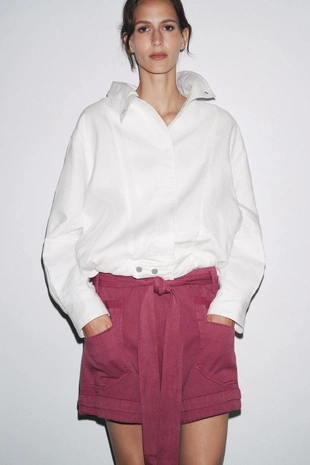 Шорты из струящейся ткани с поясом — ZW COLLECTION- Заказать в России