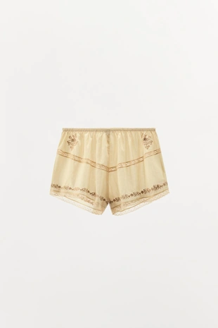 Шорты с вышивкой, цветами и кружевом — LIMITED EDITION- Заказать в России