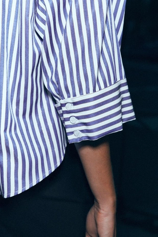 Рубашка из поплина в полоску с широкими рукавами- Заказать в России