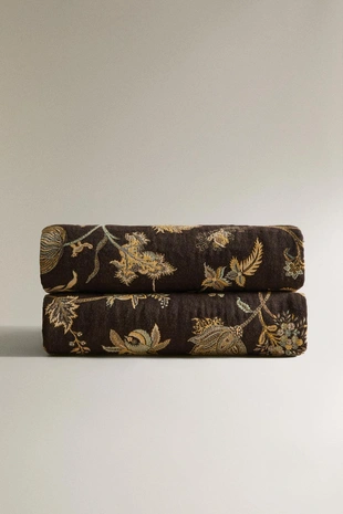 Плед с цветочным жаккардовым узором- Заказать в России