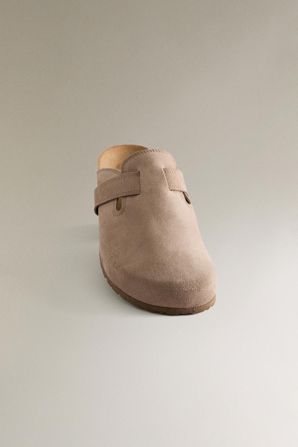 Клоги из кожи с ремешком