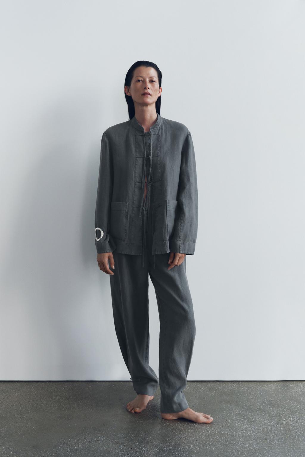 ЛЬНЯНАЯ КУРТКА С ЗАВЯЗКАМИ — ZW COLLECTION
