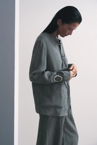 Льняная куртка с завязками — ZW COLLECTION- Заказать в России