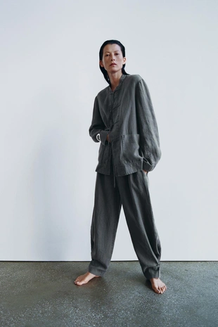 Льняная куртка с завязками — ZW COLLECTION- Заказать в России