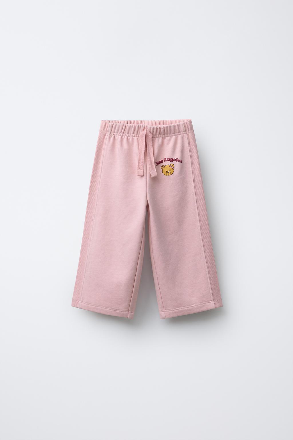 БРЮКИ WIDE LEG ИЗ МЯГКОЙ ТКАНИ С МИШКОЙ