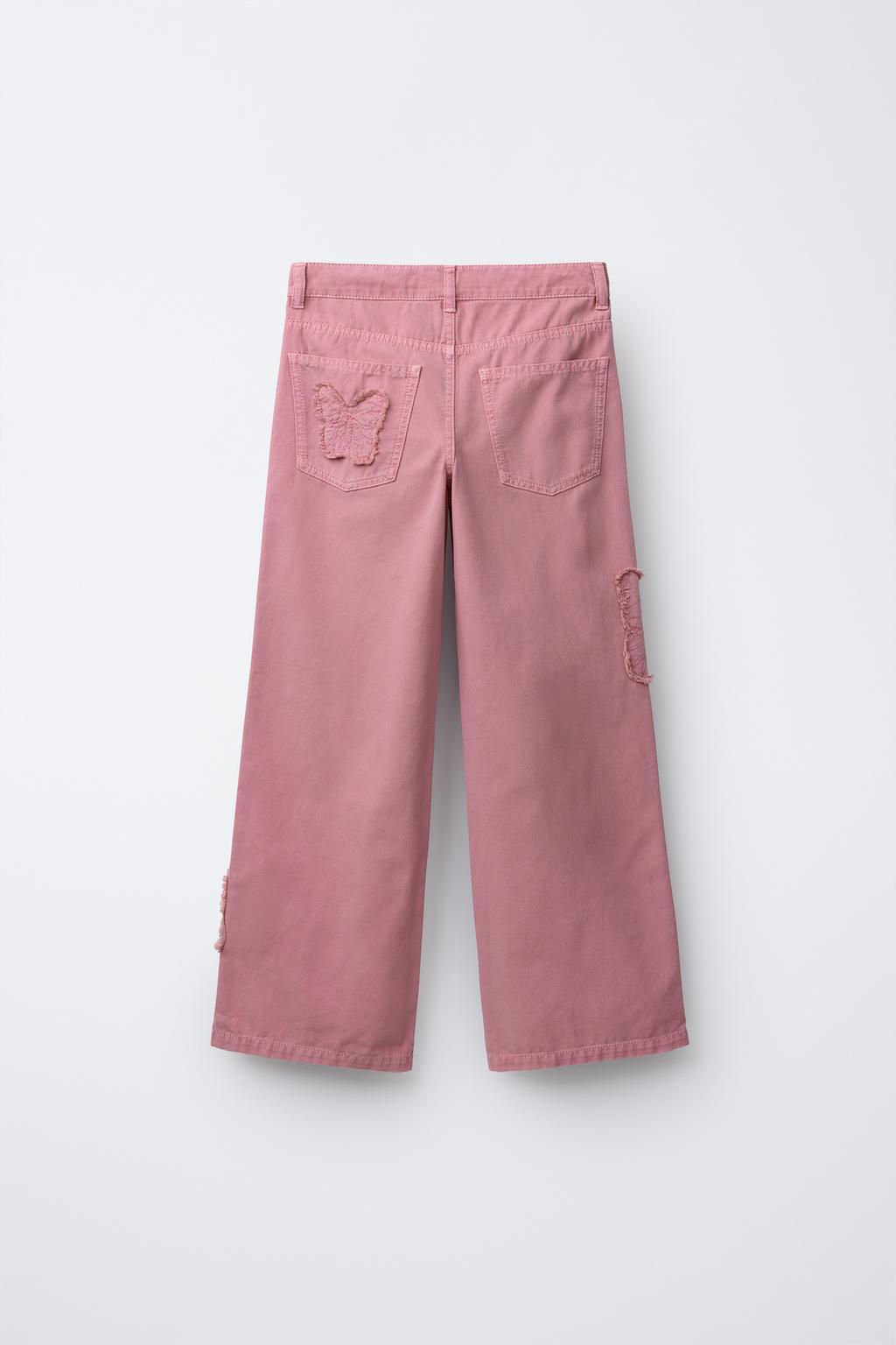 ДЖИНСЫ WIDE LEG С ВЫШИВКОЙ В ВИДЕ БАБОЧЕК