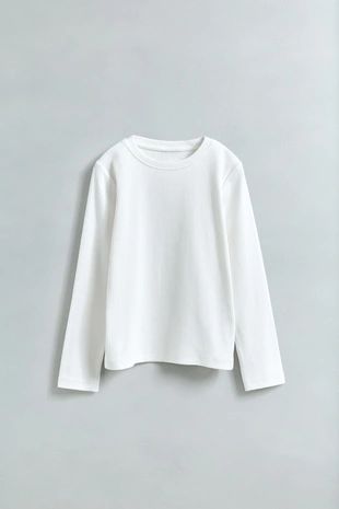 Однотонная футболка в рубчик- Заказать в России