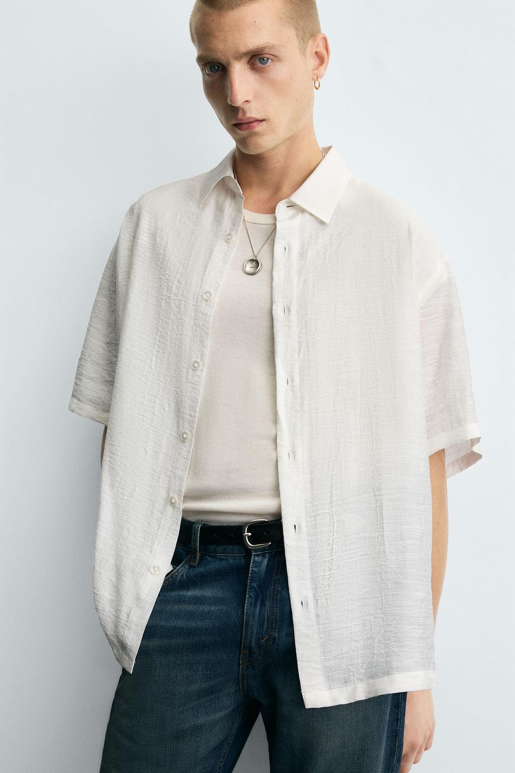 РУБАШКА JACQUARD С АСИММЕТРИЧНЫМ РИСУНКОМ