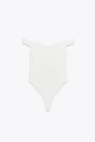 Боди из саржи с отделкой фестонами- Заказать в России