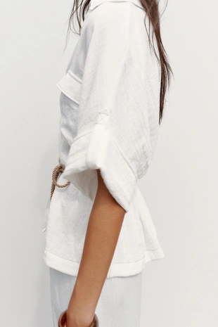 Oyster-white | 8525/395/251 - Zara Рубашка сафари с поясом