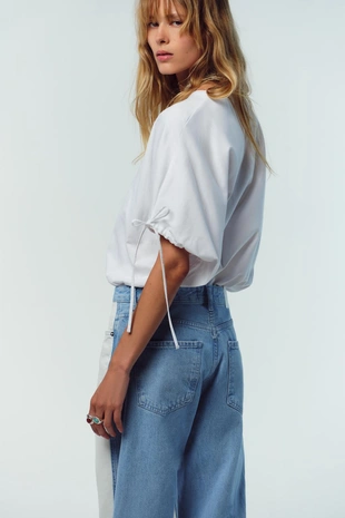 Хлопковая футболка с завязками- Заказать в России