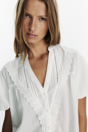 Блуза с рукавами со сборкой по низу- Заказать в России