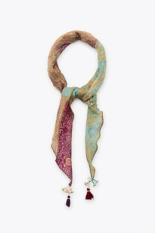 Бандана с принтом, бусинами и помпонами- Заказать в России