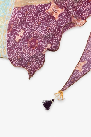 Бандана с принтом, бусинами и помпонами- Заказать в России