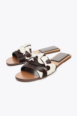 Кожаные плоские сандалии- Заказать в России